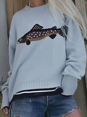 Baby Blue Gone Fishing Sweater